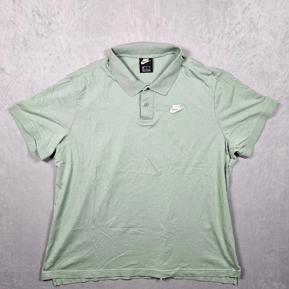 Nike Polo Shirt Mens XXL Green Short Sleeve Embroidered Swoosh Logo Golf Casual